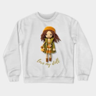 Handmade Wool Doll, Cozy and Cute - design 4 Crewneck Sweatshirt